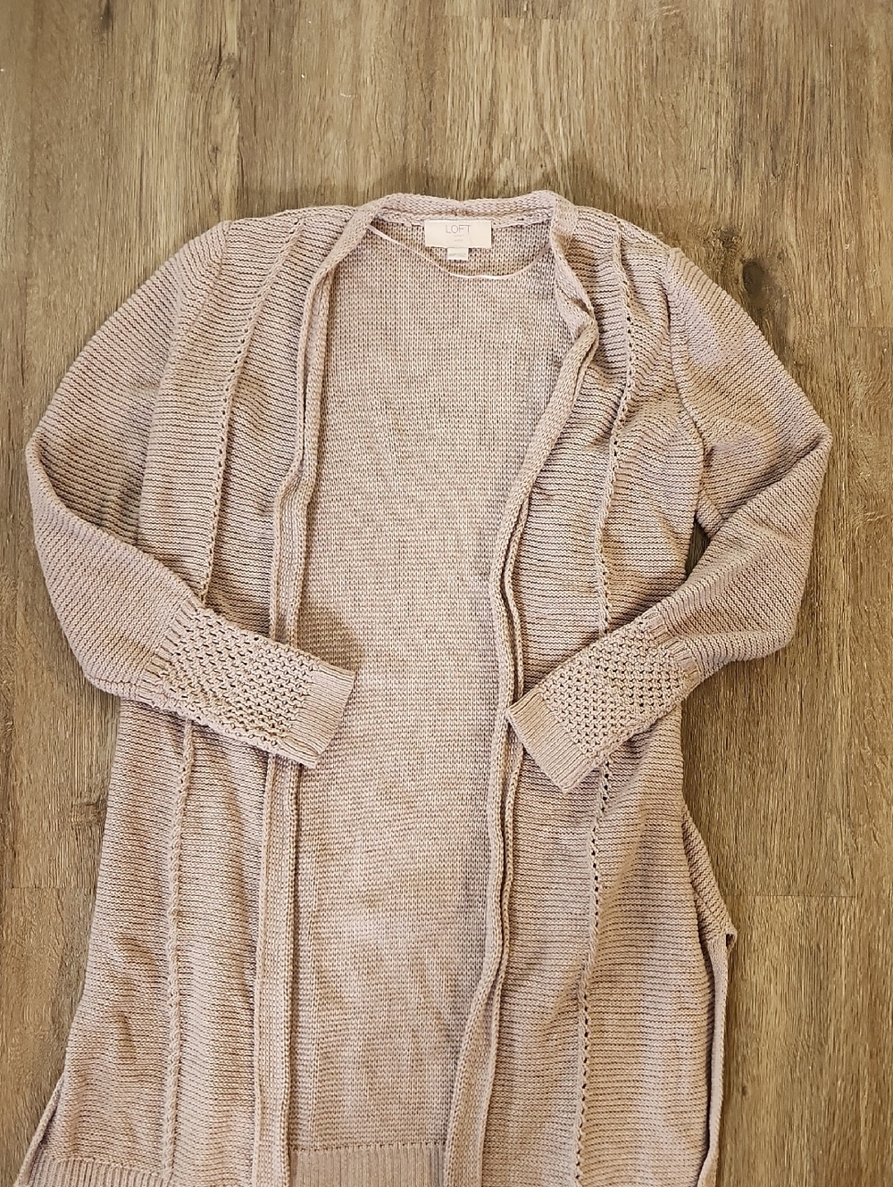 LOFT Open Front Beige Cardigan